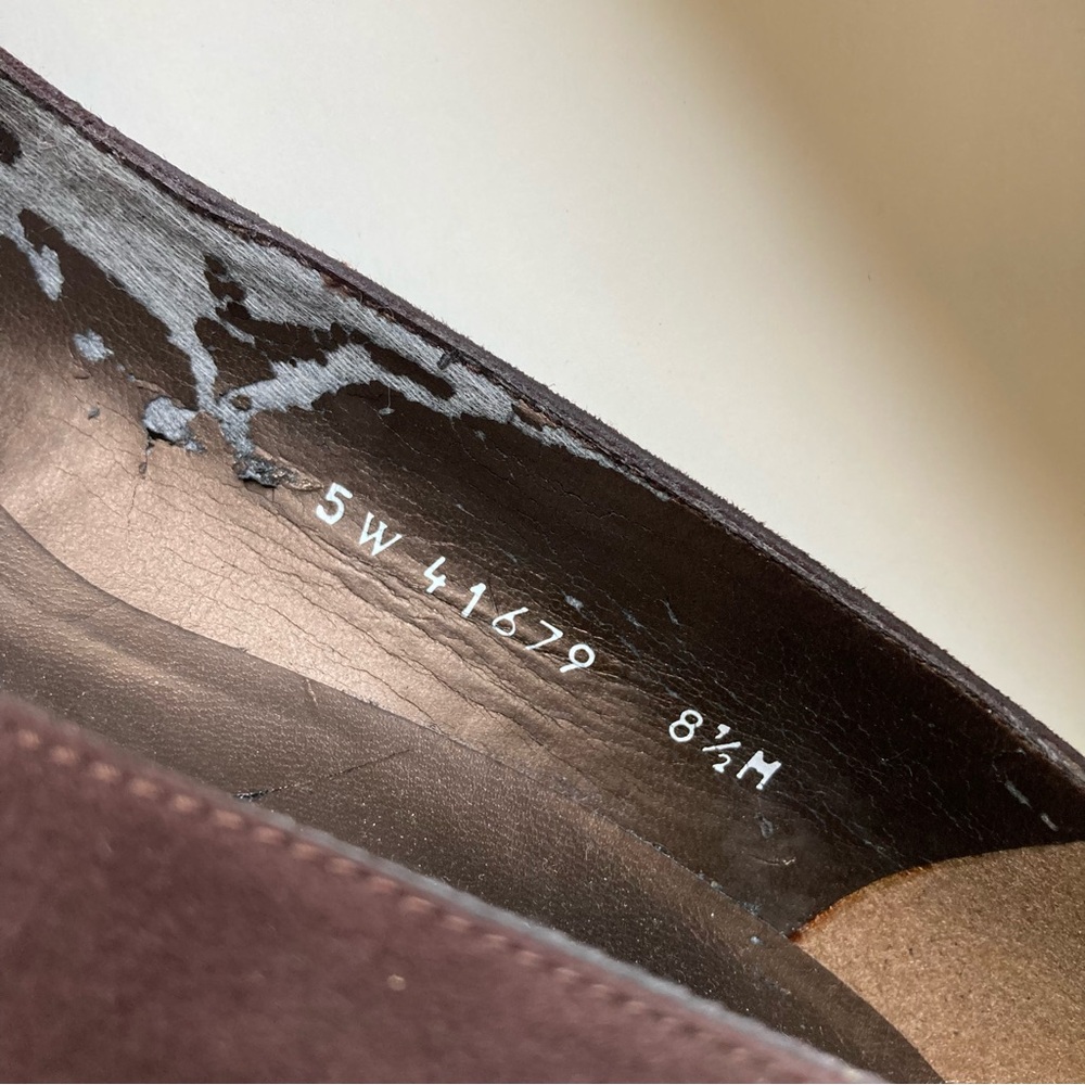 Stuart Weitzman Cola Brown Suede Leather Soled Pointed Toe Kitten Heel Pumps 8.5 - Picture 12 of 14